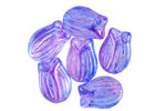 Czech Glass Dual Coated Purple & Blue AB Tulip 16x12mm