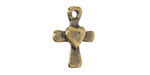 Mykonos Antique Brass (plated) Cross w/ Heart Focal 15x21mm