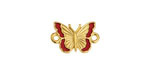 24K Gold (plated) Transparent Ruby Enamel Butterfly Focal Link 16x11mm