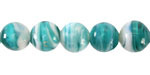 Teal & White Swirl Lampwork Glass Round 10mm
