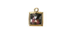 Madagascar Rhodonite w/ Gold Finish Faceted Square Focal 10x13mm