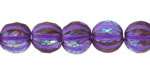 Czech Glass Matte Amethyst AB w/ Purple Wash Faceted Melon Round 10mm