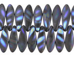 Czech Glass Matte Jet w/ Blue AB Dagger 5x16mm