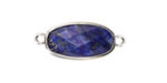 Lapis (Natural) Faceted Puff Oval Link w/ Silver Finish Bezel 12x20mm
