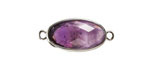 Amethyst Faceted Puff Oval Link w/ Silver Finish Bezel 12x20mm