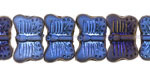 Czech Glass Matte Black Diamond w/ Metallic Blue Butterfly 16x11mm