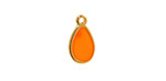 24K Gold (Plated) Transparent Orange Resin Drop Focal 8x15mm