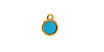 24K Gold (Plated) Transparent Turquoise Resin Round Focal 8x11mm