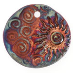 Xaz Raku Eclipse Sun and Swirling Crescent Moon Medallion Focal 44-46mm