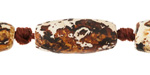 Tibetan (Dzi) Agate Matte Rust & White Molten Pattern Rice 28-33x9-13mm