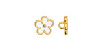 24K Gold (plated) White Enamel Daisy Button 10mm