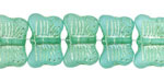 Czech Glass Matte Sea Green w/ Golden Iridescent Luster Butterfly 16x11mm