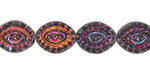 Czech Glass Matte Jet w/ Metallic Rainbow Mystic Eye 14x11mm