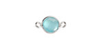 Sea Blue Opal Crystal Round Link in Silver Finish Bezel 14.5x8.5mm
