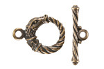 Mykonos Antique Brass (plated) Dragon Toggle Clasp 21x28mm, 32mm Bar