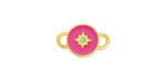 24K Gold (plated) Rose Pink & Mint Enamel North Star Round Focal Link 16x10mm