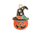 Enamel Witchy Jack 'O Lantern Focal 20x30mm