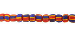 Java Glass Red, Yellow, & Cobalt w/ Stripes Graduated Gooseberry Beads 3-6x4-6mm