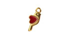 24K Gold (plated) Red Enamel Love Bird Focal 12x13.5mm