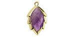 Amethyst Faceted Puff Leaf Focal w/ Gold Finish 14x22mm