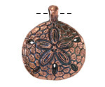 Mykonos Antique Copper (plated) Large Sand Dollar Focal 36x31mm