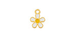 24K Gold (plated) White/Yellow Enamel Daisy Focal 10.5x13.5mm