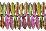 Czech Glass Textured Bird of Paradise Metallics Mix Dagger 5x16mm