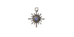 Antique Silver (Plated) Sunburst w/ Light Sapphire Crystal Charm 10x12mm