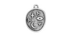 Antique Silver (plated) Celestial Symbols Organic Oval Focal 14x19mm