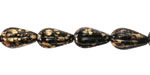 Czech Glass Jet w/ Antique Gold Melon Teardrop 13x8mm