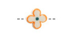 Orange Rimmed w/ Pacific Blue Dot Porcelain Flower 15mm