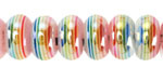 Pastel Rainbow Banded Resin Large-Hole Rondelle 8x14mm