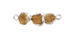 Citrine 3-Stone Natural Cut Focal Link w/ Silver Finish 32-34x8-9mm