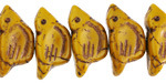Czech Glass Summer Squash w/ Bronze Bird 11x22mm