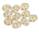 Czech Glass Matte Crystal w/ Gold Dimpled Rice 12x10mm