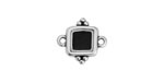 Antique Silver (plated) Jet Enamel Beaded Square Focal Link 15x14.5mm