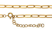 Waterproof 18K Gold PVD Plated Stainless Steel Paperclip Chain, 18" Finished w/ 2" extender, 11x4mm links