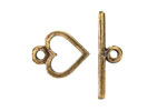 Mykonos Antique Brass (plated) Heart Toggle Clasp 14x17mm, 27mm Bar