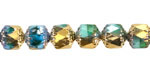 Czech Glass Aquamarine Waters w/ Gold Lantern 8mm