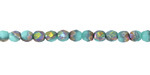 Czech Glass Textured Blue Turquoise w/ Vitrail Fire Polished Round 4mm