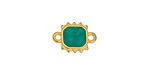 24K Gold (plated) Emerald Pearl Enamel Square Sun Focal Link 19x10mm