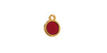 24K Gold (Plated) Transparent Ruby Red Resin Round Focal 8x11mm