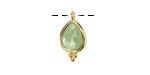 Green Strawberry Quartz w/ Gold Finish Faceted Teardrop Focal 10x12mm