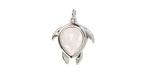 Rock Crystal Quartz w/ Silver Finish Sea Turtle Focal 15x19mm