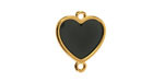 24K Gold (Plated) Transparent Jet Resin Heart Focal Link 16x18mm