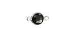 Jet Crystal Round Link in Silver Finish Bezel 14.5x8.5mm