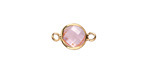 Rose Pink Crystal Round Link in Gold Finish Bezel 14.5x8.5mm