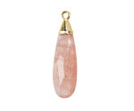 Strawberry Quartz Faceted Puff Teardrop Focal w/ Gold Finish 9x28mm