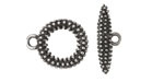 Antique Silver Finish Beaded Toggle Clasp 19x16mm, 20mm Bar