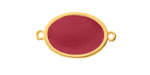 24K Gold (Plated) Cranberry Enamel Oval Focal Link 27x16mm